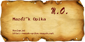Mazák Opika névjegykártya